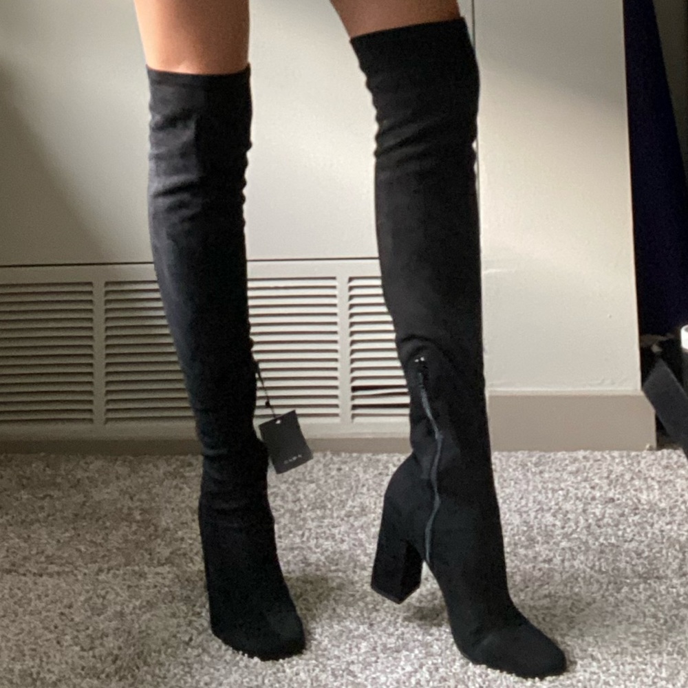 Suede knee high boots